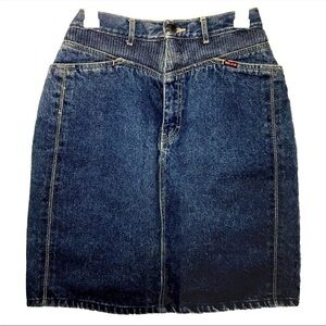 Vintage 80s Bon Jour Blue Jean Denim Pencil Skirt